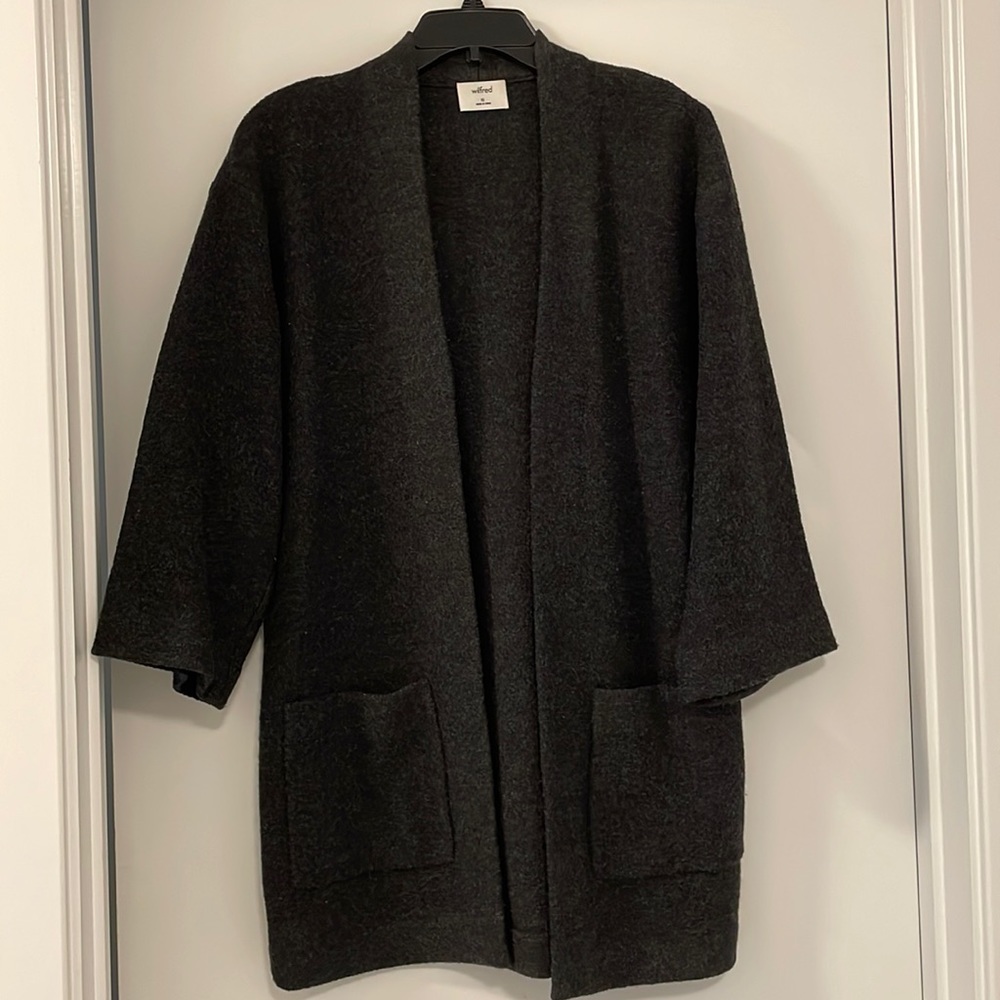 Aritzia, Wilfred Sweater Jacket, Size XS, charcoal